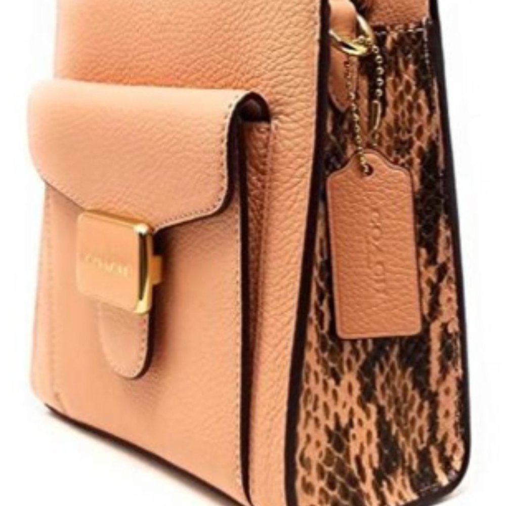 NWT Coach Pink Shell Pepper Leather Crossbody Satchel Bag Snake Embossed C6779 - Picture 7 of 16
